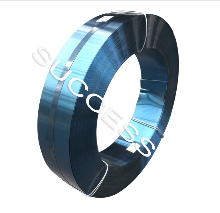 Bluing steel strips for packing and binding